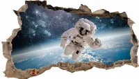 Wandtattoo Mauerloch Astronaut Weltall 100x60cm Aufkleber Wohnzimmer WL09