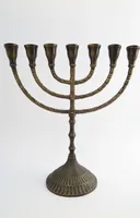 7-armig Menora Davidleuchter Kerzenleuchter Kerzenständer Brüniert Antik Menorah