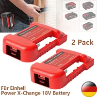 2Stk. Akku Adapter Konverter für Einhell 18V Akkus mit USB & Type C Anschluss rot(Ohne Akku)