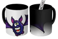 MuchoWow® Magický pohár Ilustrácia fialového netopiera na bielom pozadí 350 ml Pohár na zmenu farby Darček Nápad na darček - Foto hrnček
