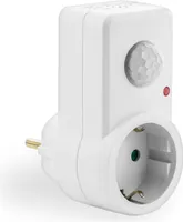 deleyCON Infrarot Bewegungsmelder für Steckdosen im Innenbereich Lichtsteuerung 120° Arbeitsfeld 9m Reichweite eingebauter Lichtsensor einstellbare Empfindlichkeit Weiß
