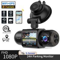 COOAU 1080P Dashcam Auto Vorne Hinten mit WLAN, Auto Kamera mit G-Sensor, Akku, Infrarot Nachtsicht