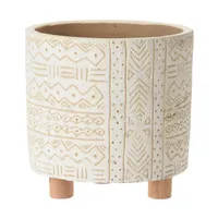 Progarden Übertopf auf Beinen Astec aus Zement beige 14cm x 14cm Dekoration