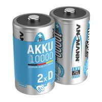 ANSMANN Mono D Akku Typ 10000mAh NiMH hochkapazitive Akkubatterie 2er Pack