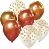 Sada latexových balónků - chromovaná růžovozlatá / rosegold 7 ks - 30 cm