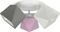 FKL DESIGN Home Deco Deckenleuchte Kinderlampe Stern für Kinderzimmer Jugendzimmer Kinderzimmerlampe Deckenlampe für Jungs und Mädchen 299-G3 (299-G3 Glatt, Grau-Rosa-Weiß)