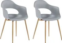 BELIANI Esszimmerstuhl 2er Set Hellgrau Kunststoff mit Metallgestell Modern Skandinavisch Wohnzimmer Esszimmer Flur Diele Ausstattung Sitzmöbel