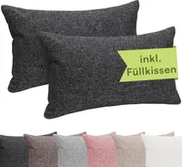 Selfitex 2er Set 30x50 cm, Sofakissen mit Füllung und Bezug, Dekokissen mit weicher Kissenfüllung, robuster Polsterstoff, Farbe: Anthrazit