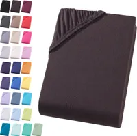 Jersey Spannbettlaken 180-200x200 cm Spannbettuch 100% Baumwolle Bettlaken, Braun Dunkelbraun