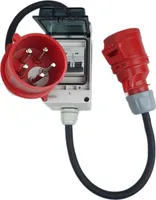 RoadEu - CEE Adapter 32A auf 16A mit Phasenwender - Starkstrom Adapter 32A Stecker auf 16A Kupplung mit Leitungsschutzschalter 16A C - 1 Meter