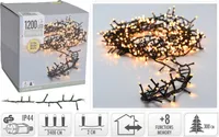 1200 LED Lichterkette warmweiß IP44  innen + außen Garten Cluster Timer 8 Lichteffekte Weihnachtsbeleuchtung Weihnachten Strom