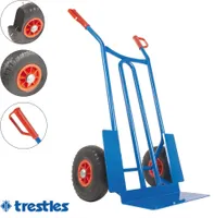 TRESTLES S01 Blau Sackkarre | Stahlgestänge | pannensicheres PolyurethanRad |  250 kg Tragkraft
