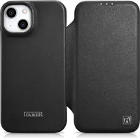 Icarer Case Ledertasche mit Magsafe für Iphone 14+ Schwarz