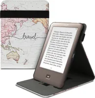 kwmobile Hülle kompatibel mit Tolino Shine (2013) Hülle - Case mit Schlaufe und Ständer - Travel Schriftzug Schwarz Mehrfarbig