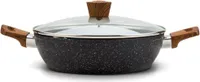 NAVA Pfanne / Bratpfanne mit Deckel NATURE mit Granitbeschichtung zum Braten Schmoren von Speisen 28 cm 4,2l für Gasherde Induktion