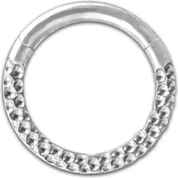 viva-adorno Nasenpiercing Segmentring mit Scharnier Clicker Titan G23 gehämmert Piercing Ring Nasenring Septum Lippe Helix Ohrpiercing Z584, silber