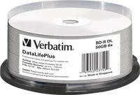1x25 Verbatim BD-R Blu-Ray 50GB 6x Speed printable Cakebox