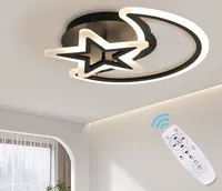 Moderne LED Deckenleuchte Stern Mond 3000K-6000K Dimmbare Deckenlampe mit Fernbedienung für Schlafzimmer, Wohnzimmer, Arbeitszimmer, Küche