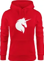 Hoodie Damen Einhorn Unicorn Sweatshirt Kapuze Kapuzenpullover Moonworks® rot M