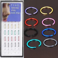 20 Stück Nasenringe, mehrfarbig, langlebig, Edelstahl, rostfrei, Nasendekoration für Frauen