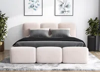 Polsterbett  DONA -OM 160 x 200 cm mit Bettkasten und Lattenrost. Farbe: Beige