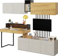 Furniture24 Wohnwand TEEN FLEX SET-02 für Jugendzimmer Kommode Schreibtisch Hängeschrank Led Licht
