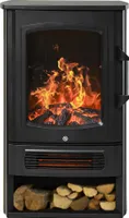 HOMCOM Elektrokamin E-Kamin mit Flammeneffekt Thermostat Kaminofen 1000 W/2000 W, 20–25 qm, Schwarz 44,5x32,1x74 cm