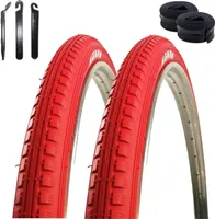 2 x Kenda K-142 Fahrradreifen in Rot 40-635 (28 x 1 1/2) + 2 x Schläuche DV inkl. maxxi4you Reifenheber