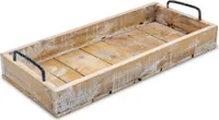 Holz Deko Tablett Used Look mit Griffen aus Metall - 45 x 20 cm - Servier und Kerzen Brett rechteckig - Kerzentablett Tisch Deko Servier Kerzen Naturbrett