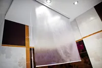 Halb-Kassette Duschrollo milky drops 80x240 cm Sondermaß EXTRA SCHMAL Duschvorhang
