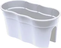 KHW Geländerblumenkasten Flowerclip XL aus hochwertigem Kunststoff - 2er Set; Stabil, wetter-/UV-beständig; Maße 57,5 x 27,7 x H 27 cm. Farbe: Weiß.