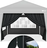 tillvex® 4X Seitenwand schwarz für Pavillon 3x3m & 3x6m | Faltpavillon Seitenteile wasserabweisend | Seitenfenster & Reißverschluss | Seitenwände für Gartenzelt Partyzelt