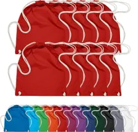 10er PACK Baumwoll Turnbeutel Sportbeutel Zuziehbeutel Sack Schuhbeutel Rucksack Gym Sack, in Farbe: Rot