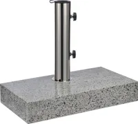 Granit Wand Schirmständer grau rechteckig - 45 x 25 cm - Sonnenschirm Halter 25kg mit Edelstahlrohr - Granit Ständer Sonnenschirmständer Schirmhalter Granitfuß