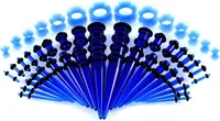 ele ELEOPTION Ohrdehner Set Ohr Taper 18 Paare Dehnstäbe Set Acryl Silikon Ohrpiercing 1,6mm-10mm mit 7 Paare Flared Tunnel Plug set 3mm-12mm, Blau Schwarz