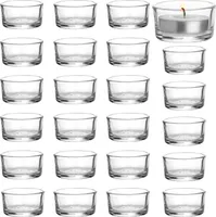 Belle Vous Teelichtgläser Set Votivkerzenhalter Glas (24er Pack) Teelichter Glas 4,5 cm Dm & 2,5 cm Höhe - Teelicht Glas für Heimdekoration,