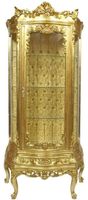 Casa Padrino Barock Vitrine Gold 80 x 40 x H. 200 cm - Prunkvoller Barock Vitrinenschrank mit Glastür und wunderschönen Verzierungen - Barock Möbel
