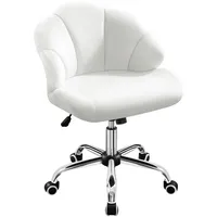 Yaheetech Bürostuhl ergonomisch Drehstuhl höhenverstellbar Schminkstuhl mit Rollen Schreibtischstuhl in Muschelform, bis 136 kg belastbar, Weiß