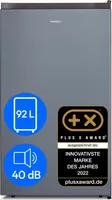 MEDION Kühlschrank (92 Liter, 84.5cm Höhe, 3 x Glasböden, 1 x transparente Gemüseschublade, Türanschlag wechselbar, höhenverstellbare Füße, MD37767) silber