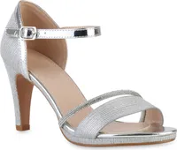 VAN HILL Damen Riemchensandaletten Sandaletten Party Strass Schuhe 841498, Farbe: Silber, Größe: 41