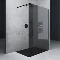 Mai & Mai 100x200cm Walk-In Dusche Duschwand für Dusche Duschabtrennung ESG-Sicherheitsglas 8mm NANO Glas BRAM1 Bremen1K Schwarz