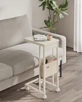 Postranní stolek VASAGLE pro malé prostory, s úložnou taškou, otočná kolečka