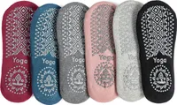 OKWISH 6 Paar Yoga Pilates Socke Rutschfeste Socken für Frauen Mädchen, Einheitsgröße Atmungsaktive Socken für Fitness Ballett Bunt