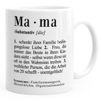 Kaffee-Tasse Mama Definition Dictionary Wörterbuch Duden Geschenk für Mama Mutter MoonWorks® Mama weiß unisize