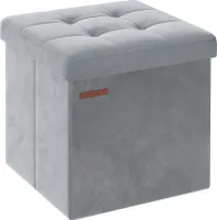 SONGMICS Sitzbank mit Stauraum aus Samt, klappbare Sitztruhe, Aufbewahrungsbox mit Deckel, Fußbank, 38 x 38 x 38 cm, bis 300 kg belastbar, für Flur