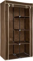 Navaris Stoff Kleiderschrank mit Kleiderstange - Faltschrank 88x170x45cm mit Stange - Schrank groß stabil - Stoffschrank faltbar aus Vlies in Braun