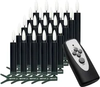 3D-Flamme Weihnachtsbaumkerzen | kabellose Weihnachtskerzen mit Fernbedienung | dimmbar | Timer | Baumkerze mit real Flame Modus | 11,5 cm (schwarz, 25er Set)