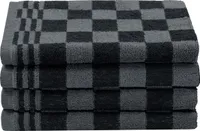 4er Set Küchenhandtuch / Geschirrtuch, Baumwolle, Frottee, 50x50 cm, schwarz kariert