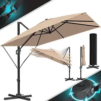 KESSER® Sonnenschirm Ampelschirm SUN XL 300 x 300 cm Inkl. Abdeckung +Windsicherung Drehbar Neigbar Kippbar Marktschirm Groß 360° Rotation, Gartenschirm mit Kurbel Sonnenschutz UV50+