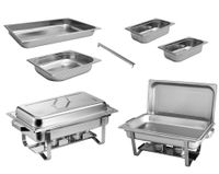 ZORRO - 2x Chafing Dish Speisewärmer Profi Set 15-Teilig in Gastro Qualität Warmhaltebehälter Edelstahl Buffet-Set - Rechaud Set